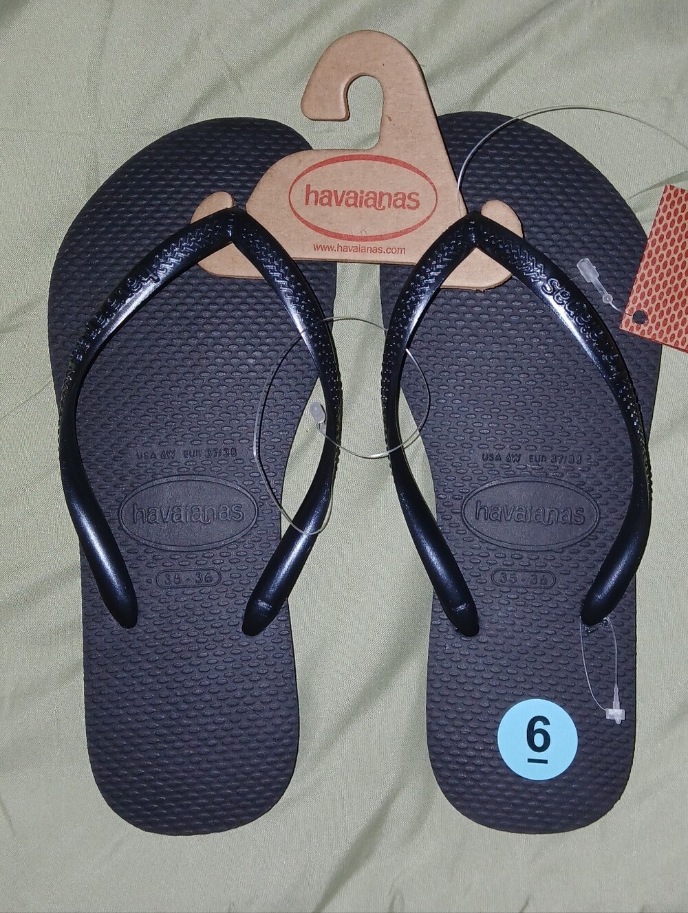 Havaianas Slim Classic Rubber Flip Flops, Black